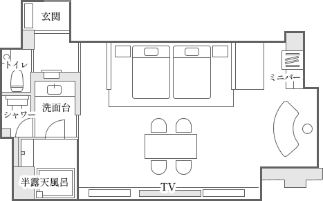 最上階角部屋和モダン客室の間取り図